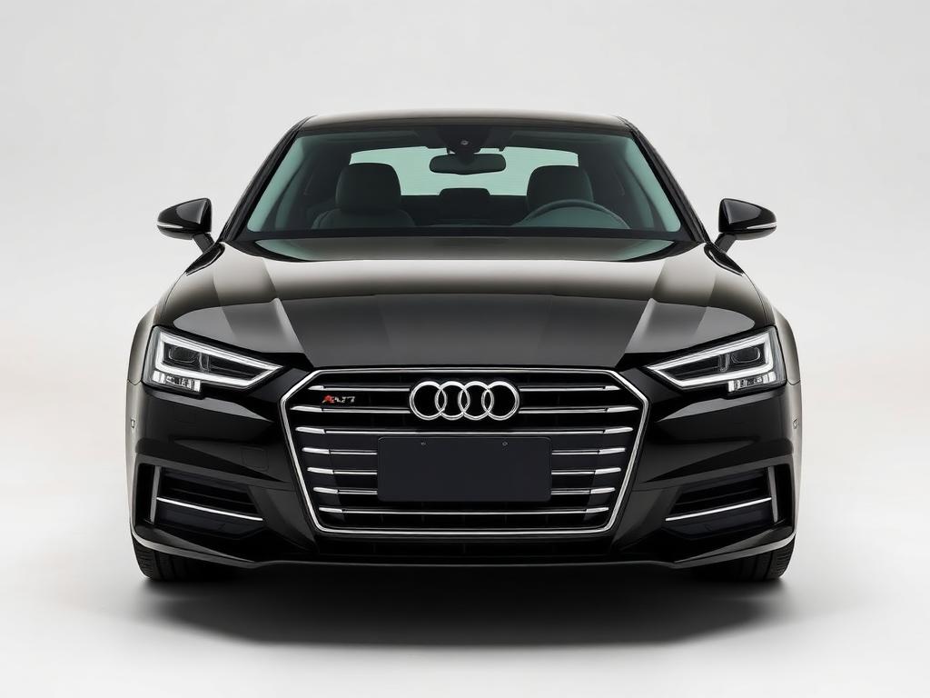 Audi A4 preto em estúdio claro