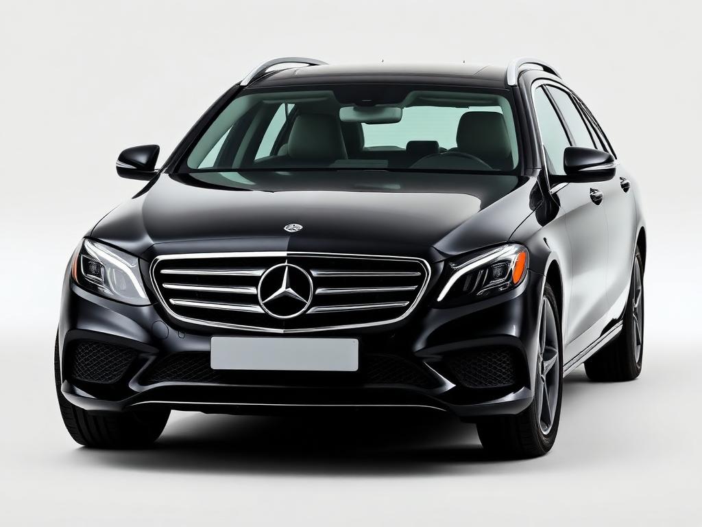 Mercedes-Benz C-180 Wagon preta em estúdio claro