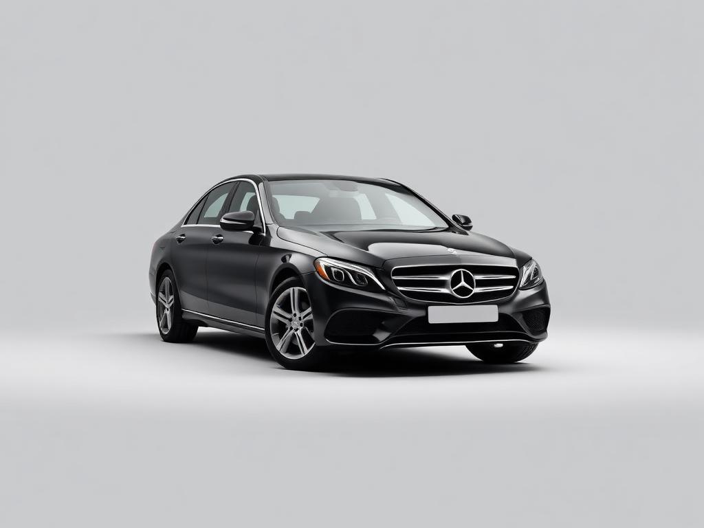 Mercedes-Benz C-200 preto em estúdio claro